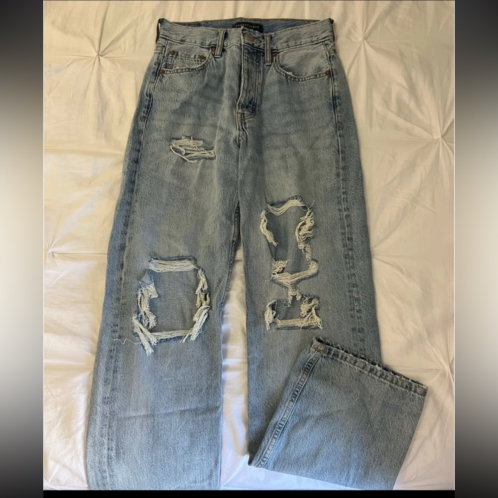 Aeropostale 90s BAGGY Distressed Jeans - Light Blue